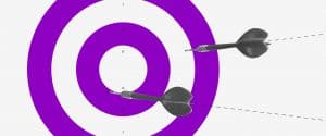 Ilustración de target morado con blanco representa la audiencia a la que se dirige Nubank