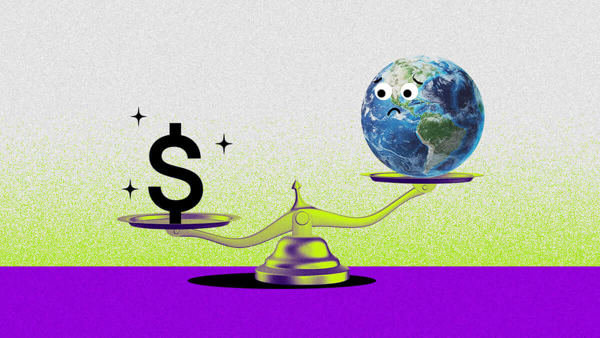 el dinero y el planeta en una balanza como símbolo del equilibrio en el comercio justo