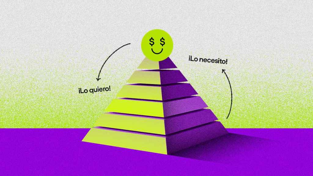 Una pirámide como símbolo de la diferencia entre la necesidad y el deseo