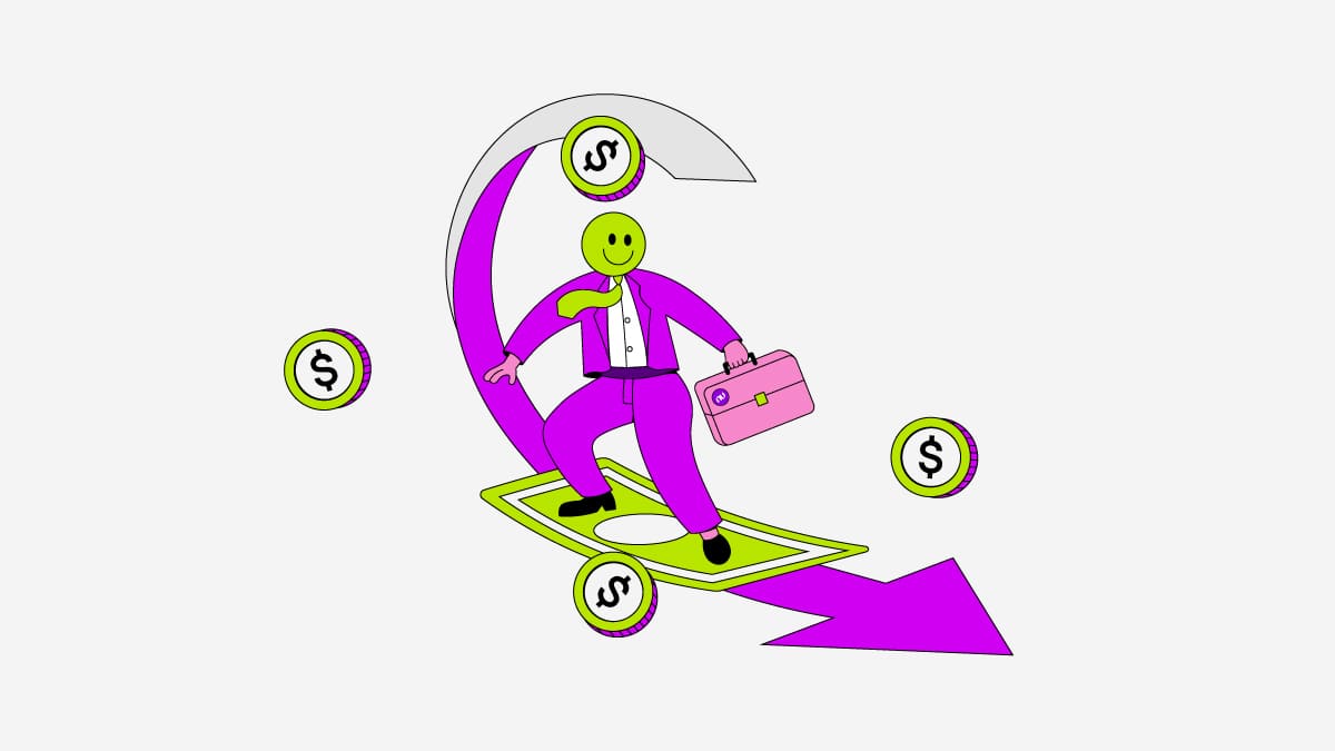 Una persona montada sobre un billete a modo de tabla de surf representa cómo hacer frente a la inflación