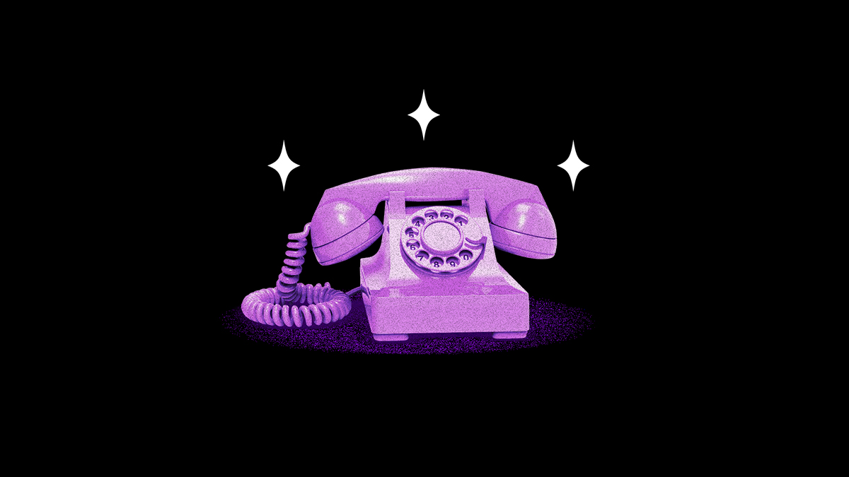 un teléfono morado con tres estrellas blancas al rededor frente a un limbo negro recuerdan cómo bloquear las llamadas de los bancos con REus y REPEP