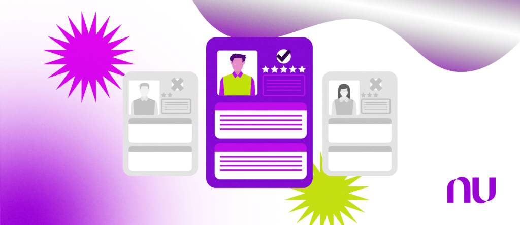 Perfiles de redes sociales color morado destacan a personas que están en un proceso de selección en su búsqueda de empleo