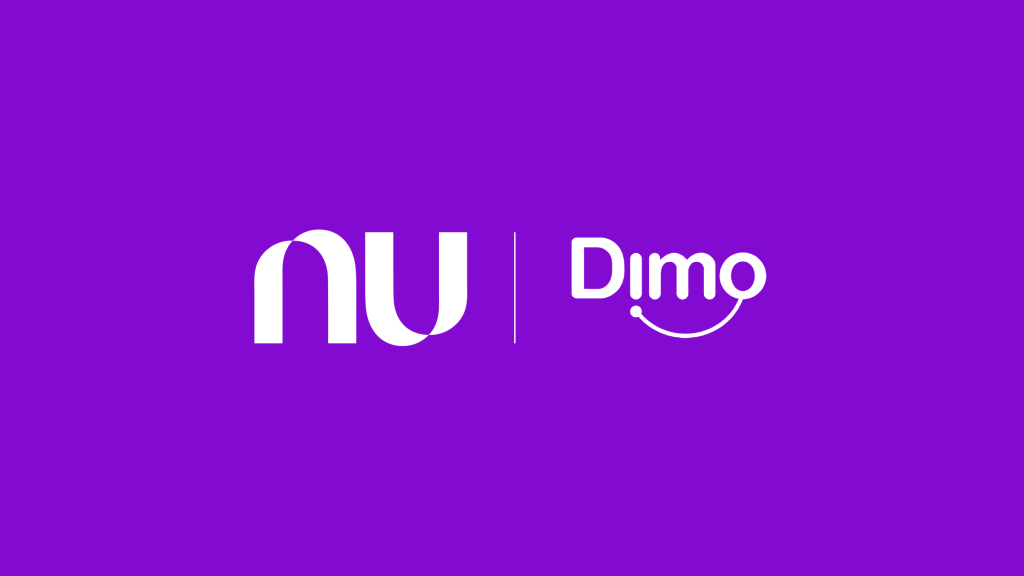 logo de Nu México anuncia en un baner morado que ahora es fácil Enviar y recibir dinero desde tu celular con Dimo y la app Nu
