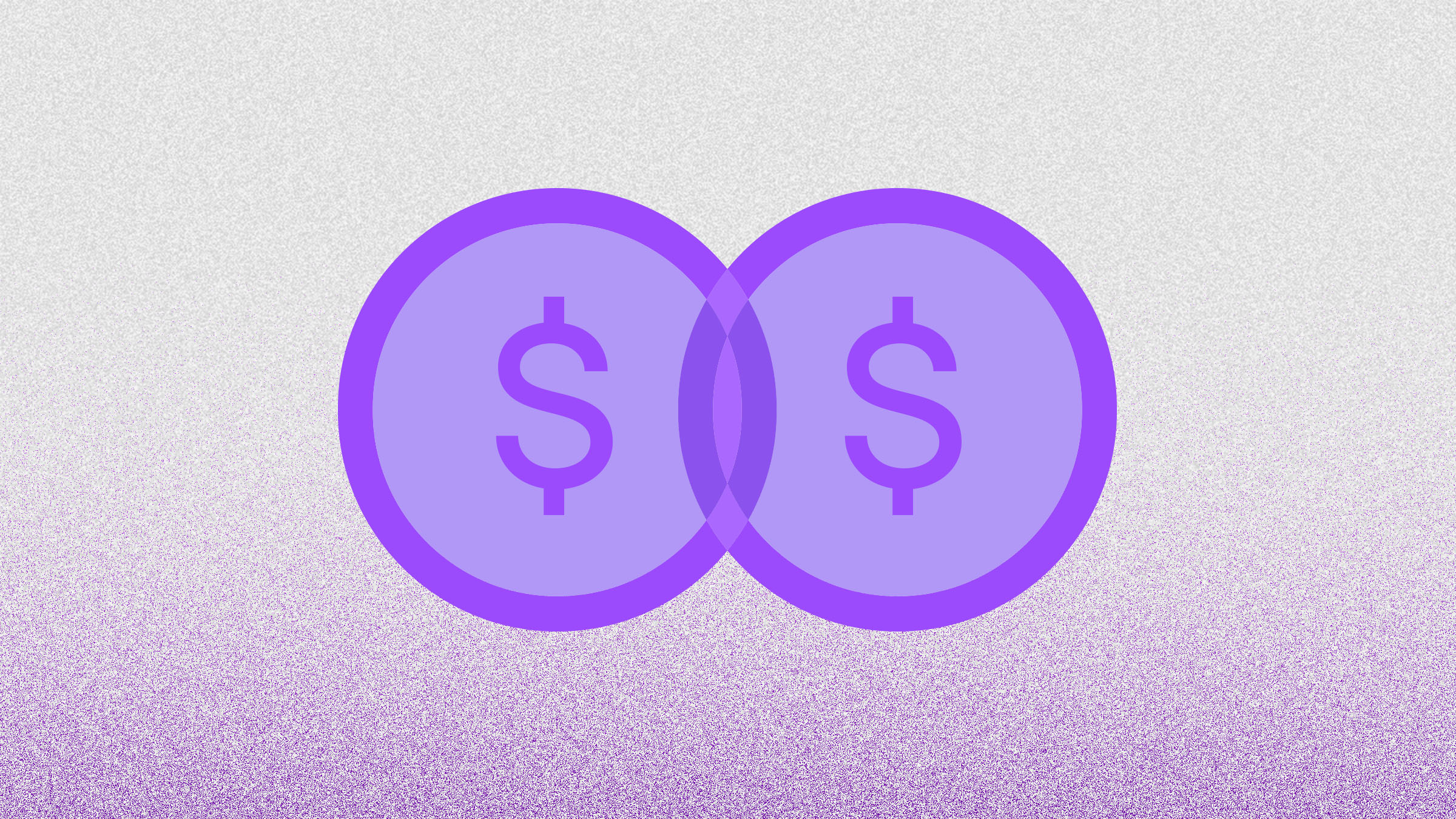 Dos monedas moradas se cruzan en el aire recordando las cualidades de los préstamos personales
