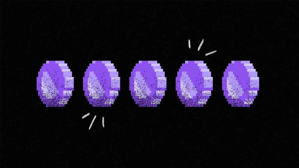 Header-EconomiaCir Cinco monedas digitales de color morado se sostienen frente a un limbo negro en formación horizontal para recordar la importancia de hacer un presupuesto para ocio y entretenimiento