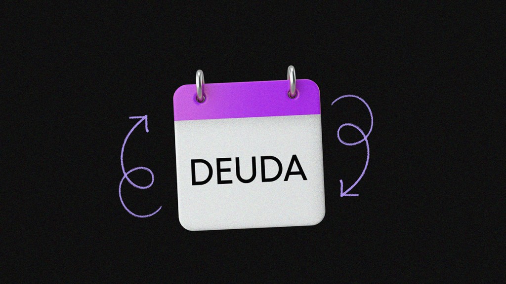 Una calendario de pared color blanco y morado con la palabra deuda impresa en la primer hoja invita a la reflexión para saber a los cuántos años expira una deuda