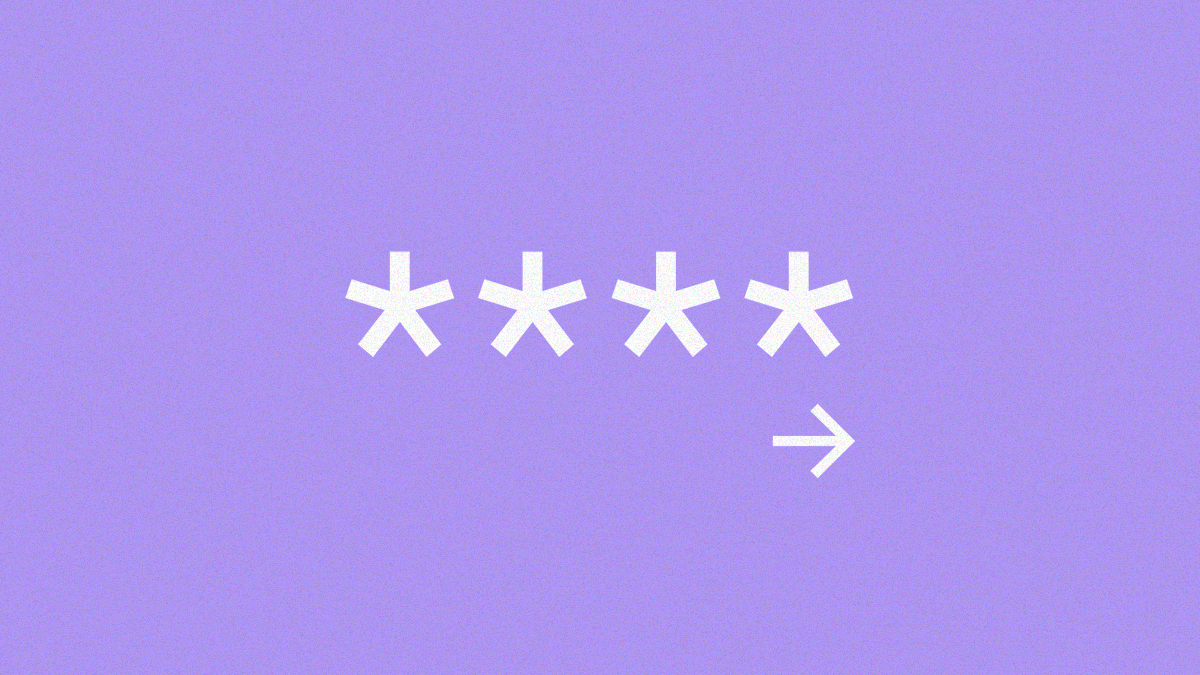 cuatro asteriscos simulan una contraseña frente a un limbo color morado para indicar la mejor forma de guardar contraseñas